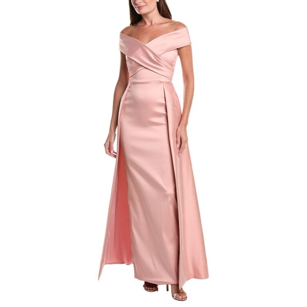 Teri Jon By Rickie Freeman Womens  Mikado Portrait Overskirt Gown, Pink
